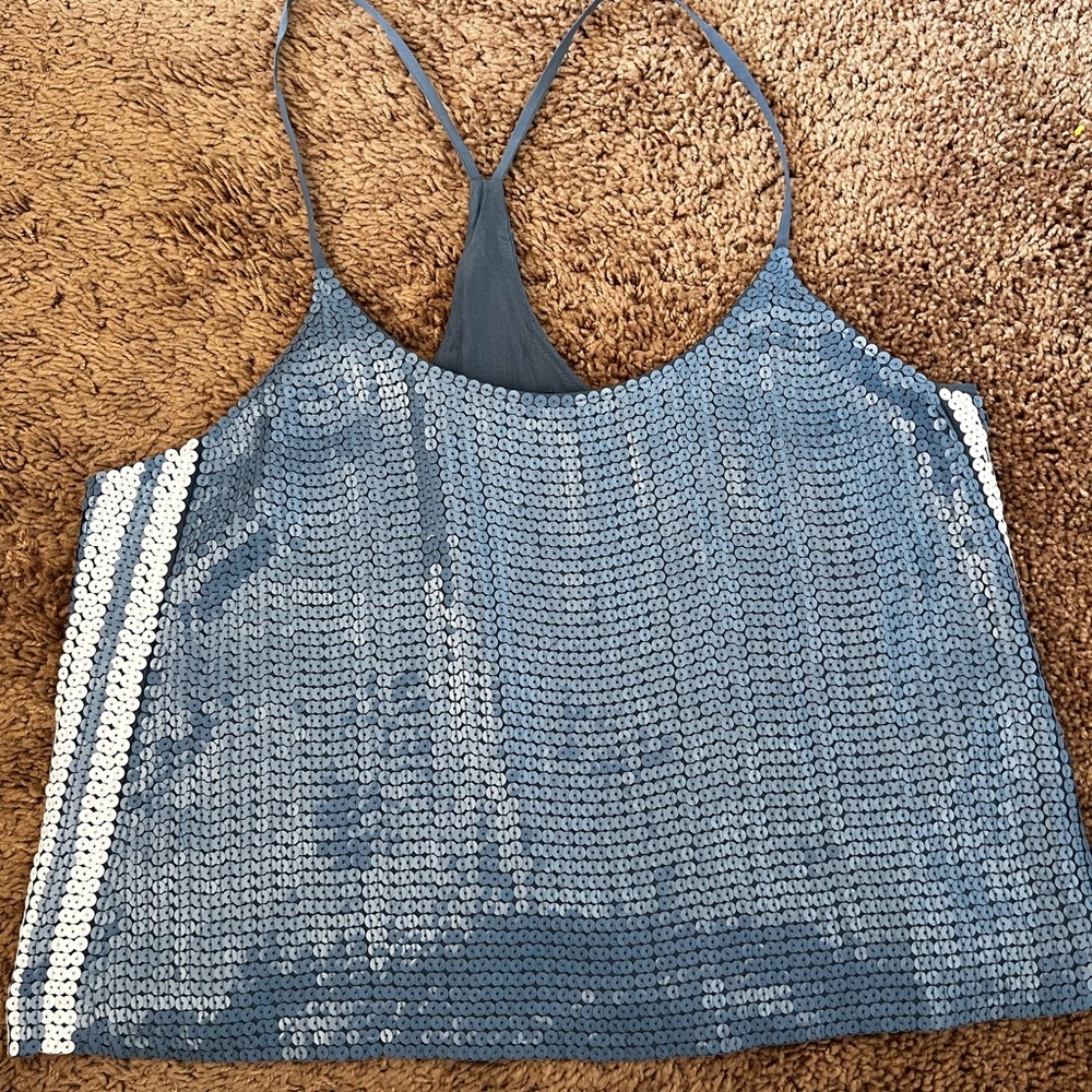 Tibi Blue Sequin Tank Top